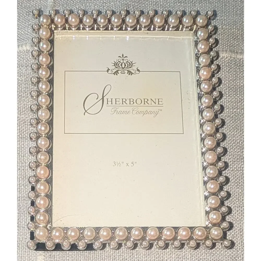 Sherborne Frame Company Faux Pearl Beaded 3½ x 5 inch Decorative Photo Frame